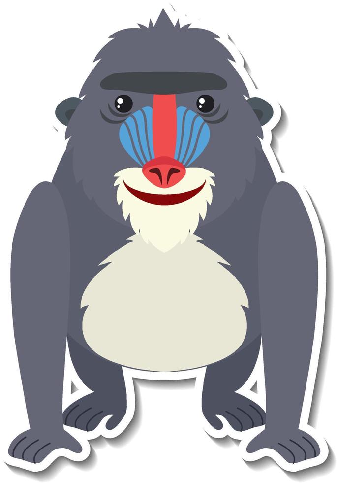 Chubby mandrill animal cartoon sticker vector