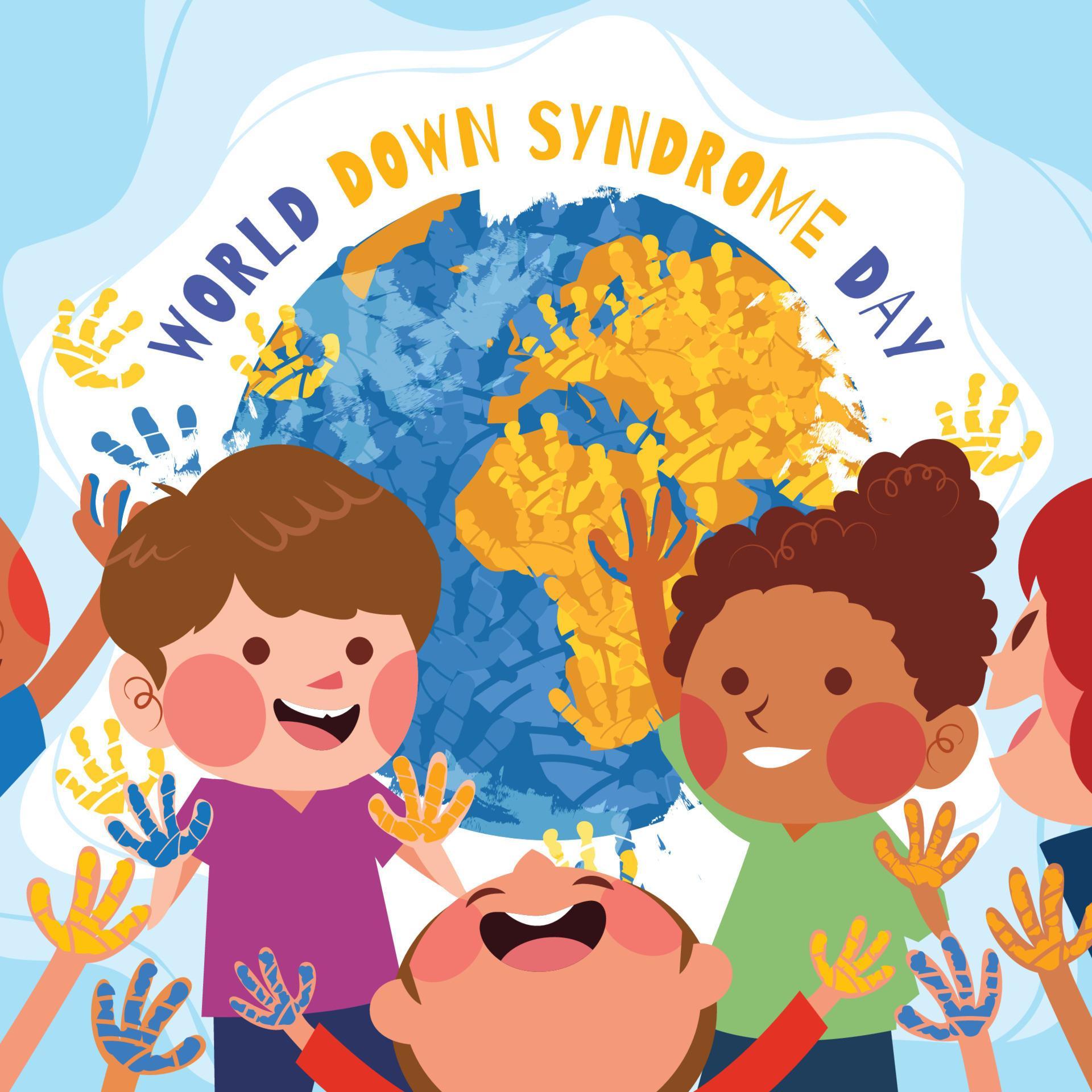 World Down Syndrome Day Concept with kids Painting with Hands 4443480