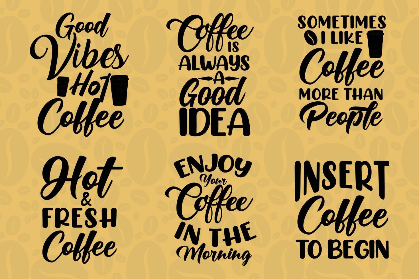 Coffee typography set for t shirt vector