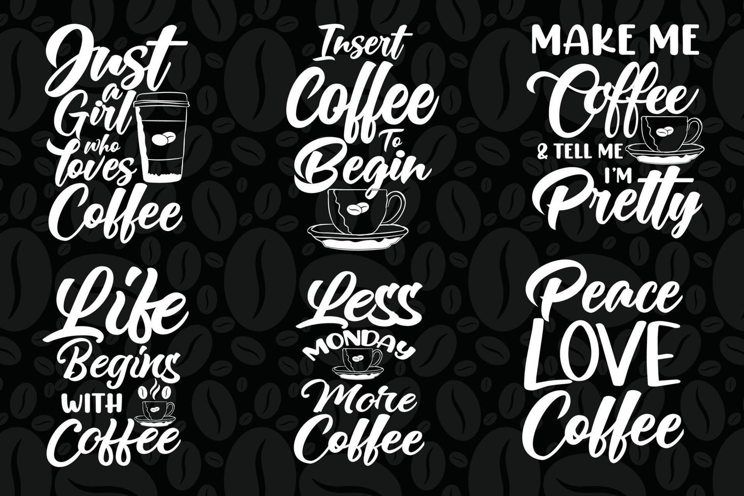 Coffee colorful svg lettering quotes bundle set vector