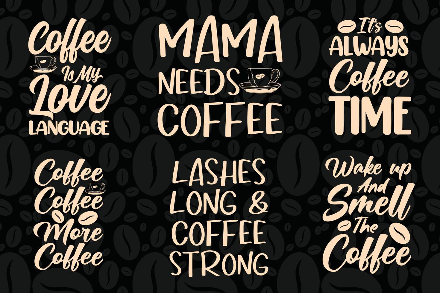 Coffee set bundle for t shirt and merchandise vector