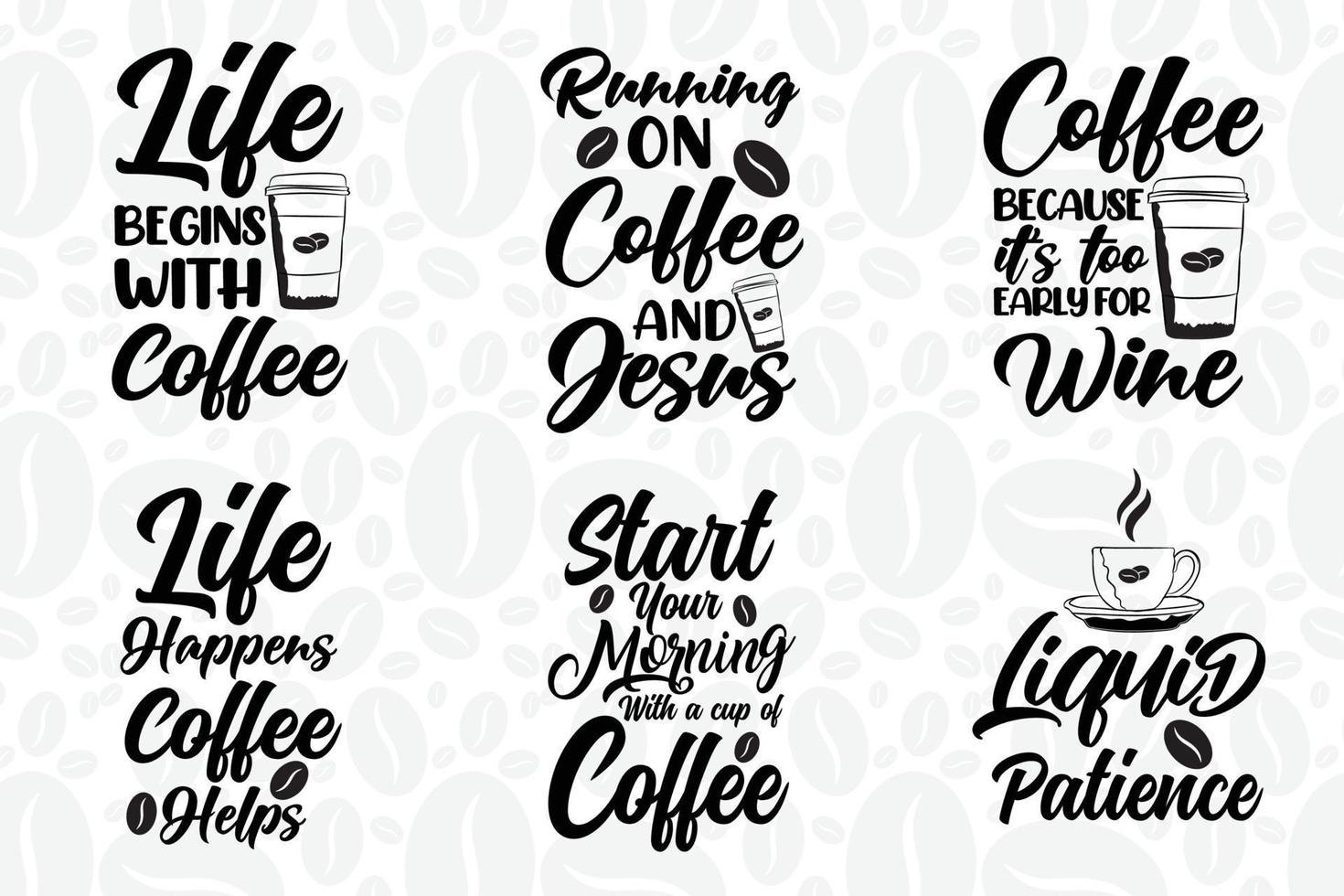 Coffee lettering quotes design bundle vector