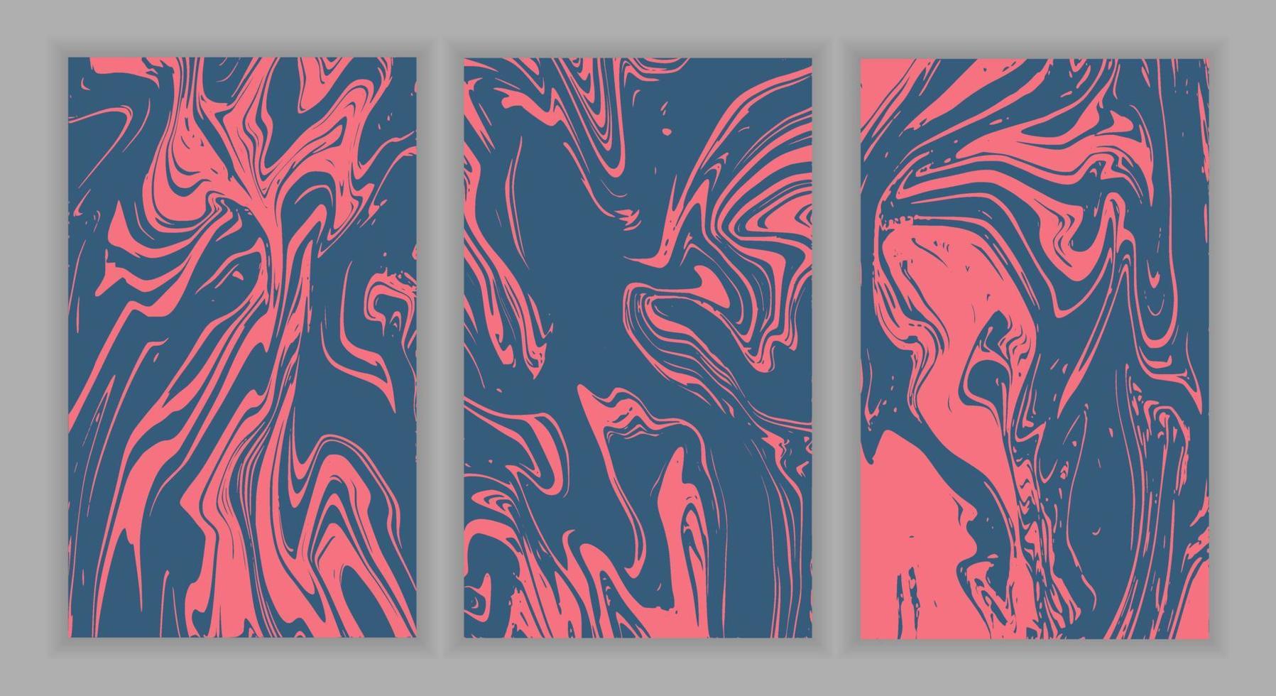 Set Abstract Black Red Liquid Marble Background vector