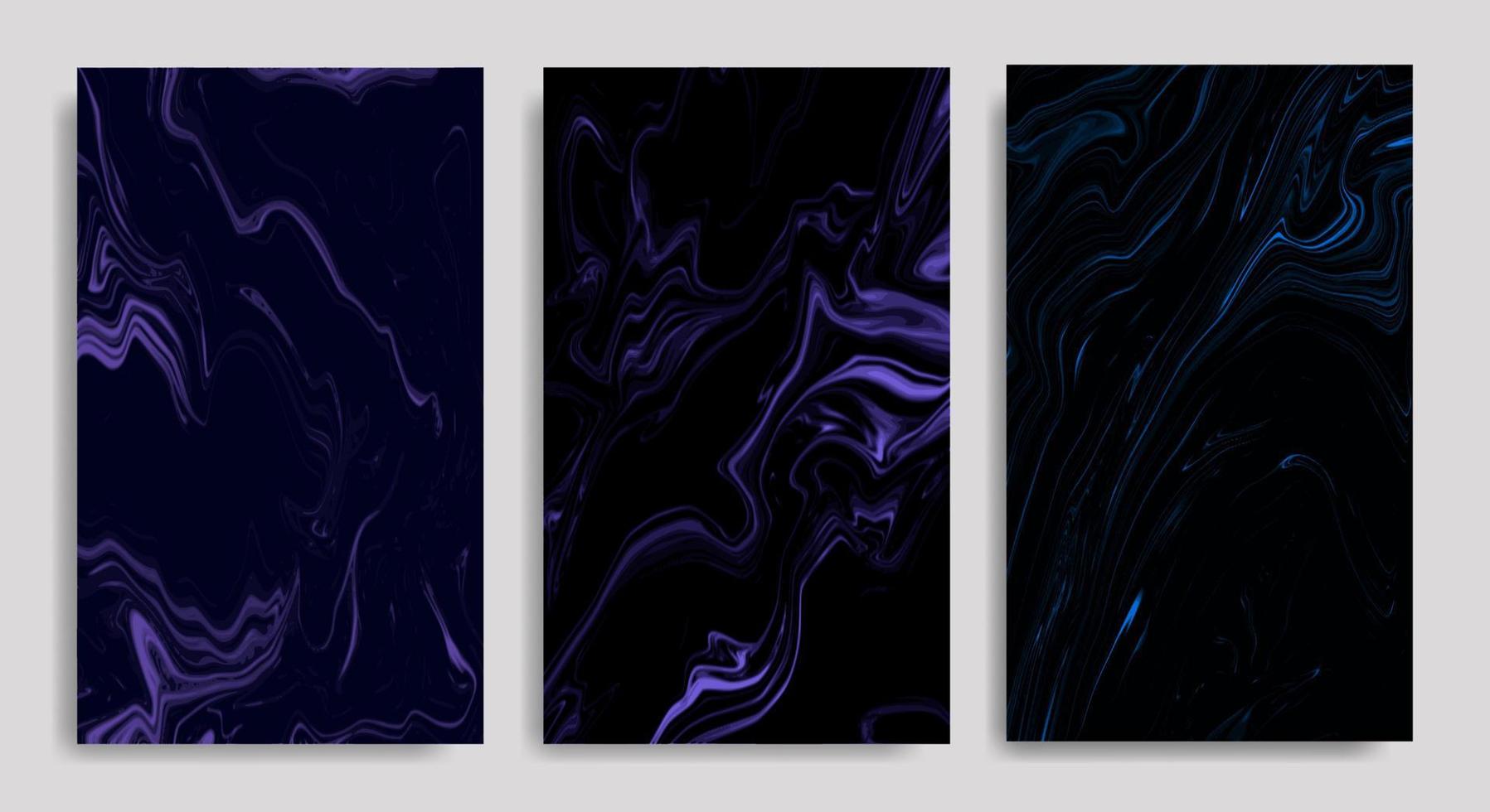 Set Abstract Dark Blue Liquid Marble Background vector