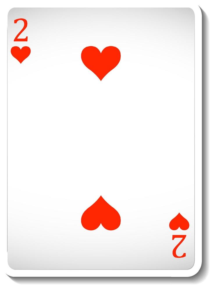 Two of Hearts Playing Card Isolated vector