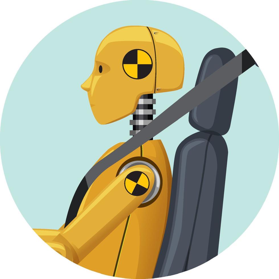 Crash test dummy in a car seat vector