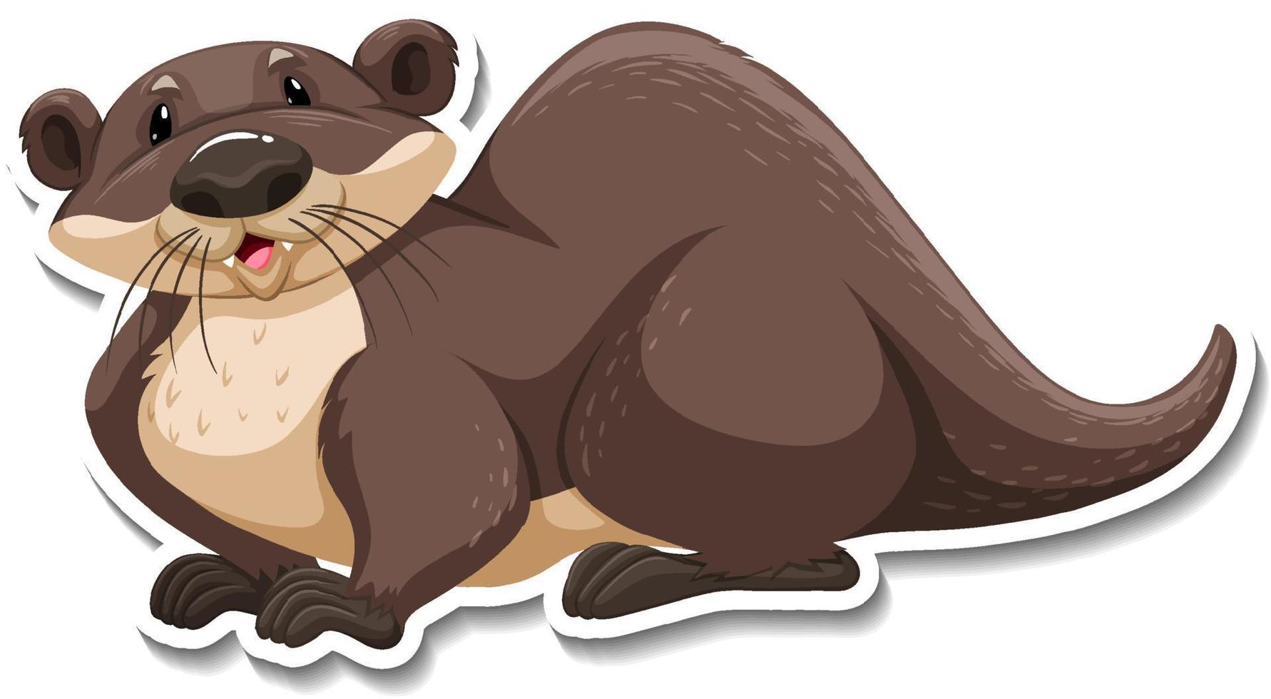 Cute otter wild animal cartoon sticker vector