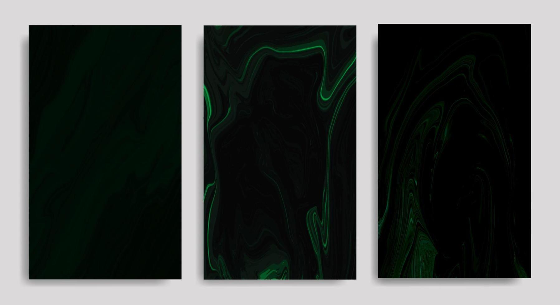 Set Abstract Dark Green Liquid Marble Background vector