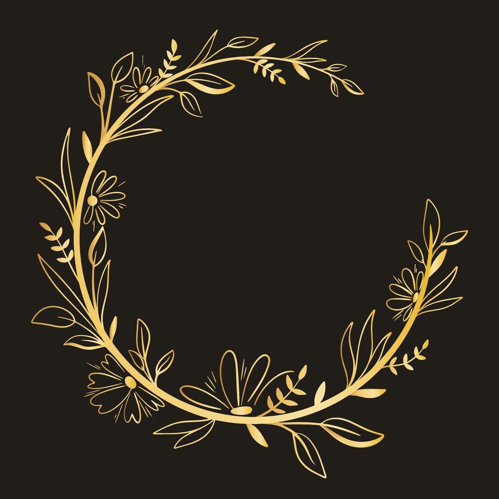 Ilustración de vector de corona floral de oro