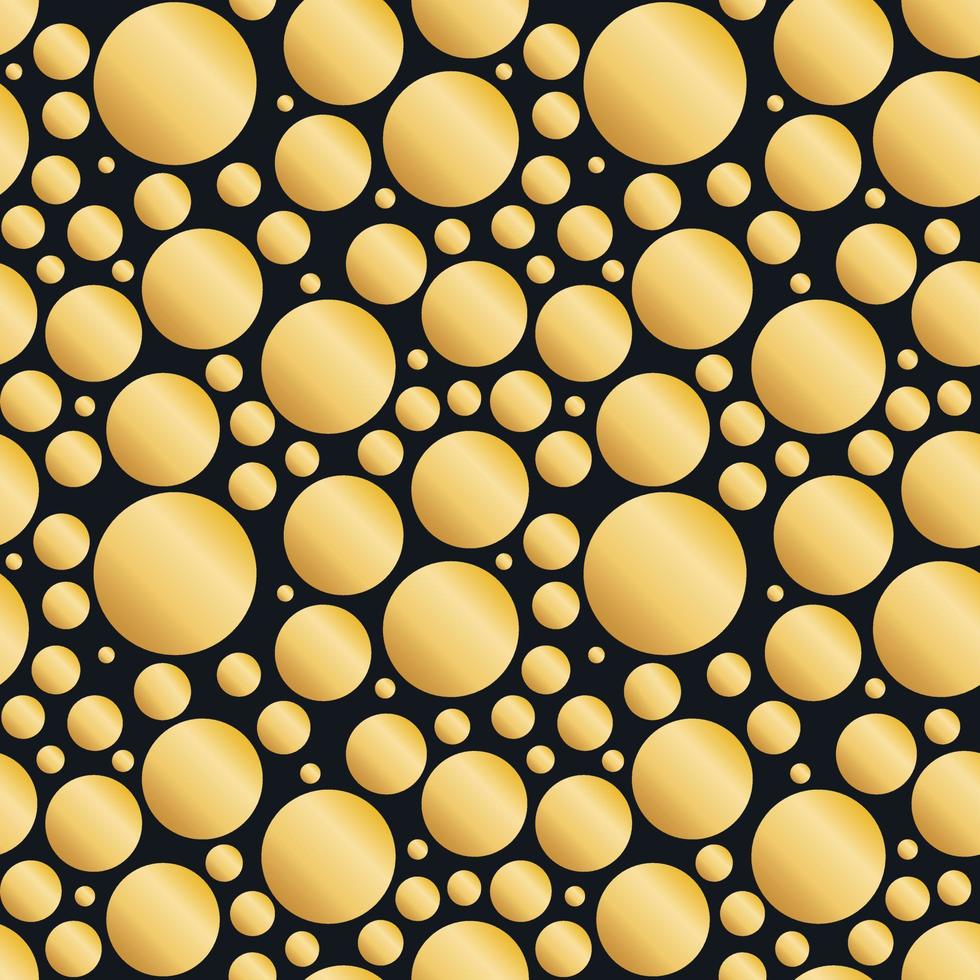 Gold balls on a black background seamless pattern vector