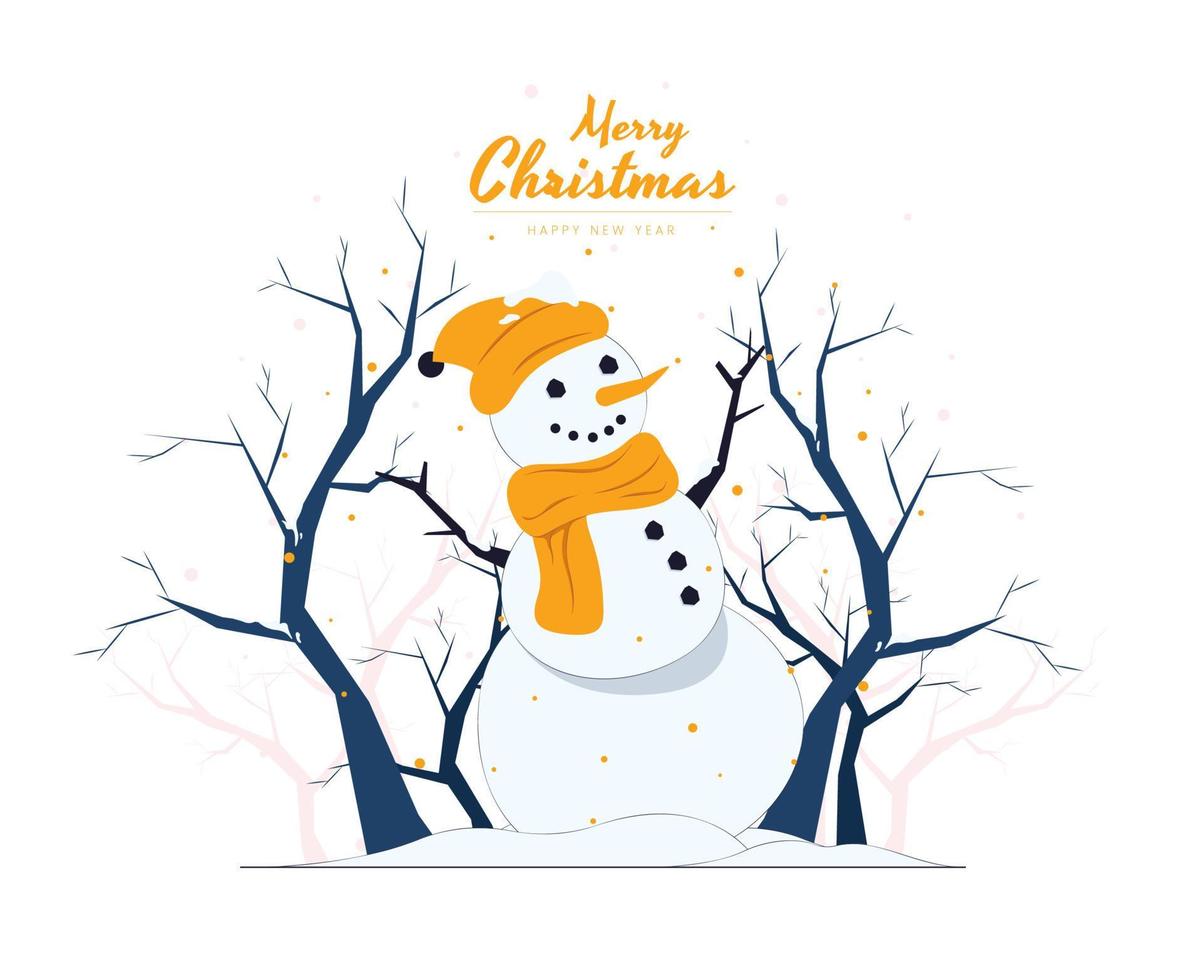 feliz muñeco de nieve en invierno navidad año nuevo concepto ilustración vector