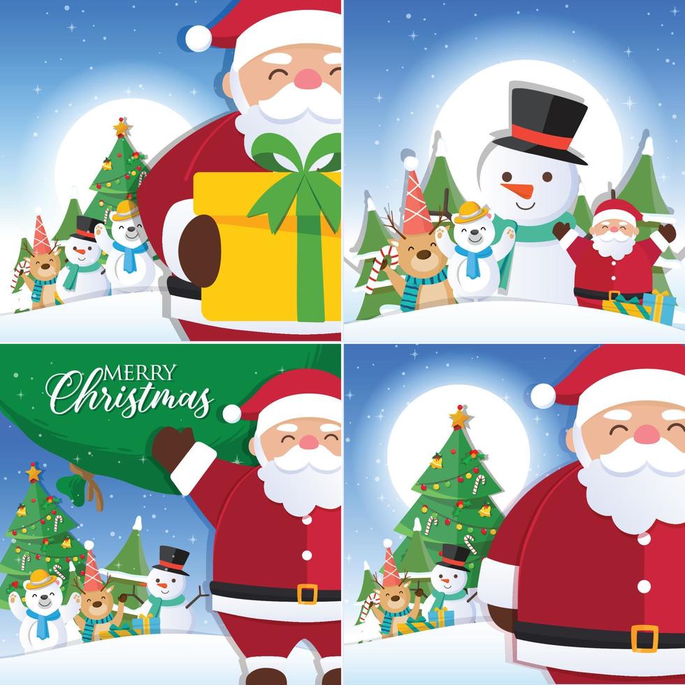 fondo de navidad con santa claus y feliz navidad vector