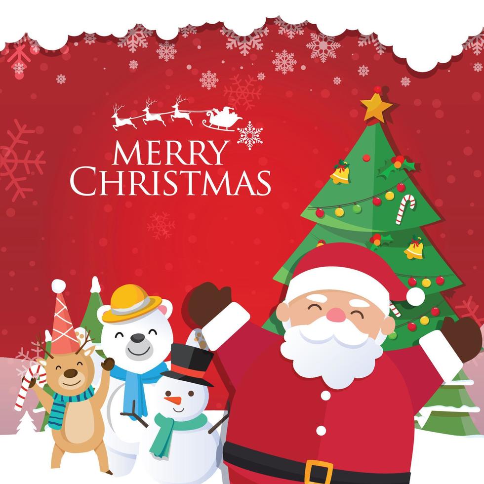 Christmas background with Santa Claus and the inscriptions Merry Christmas vector