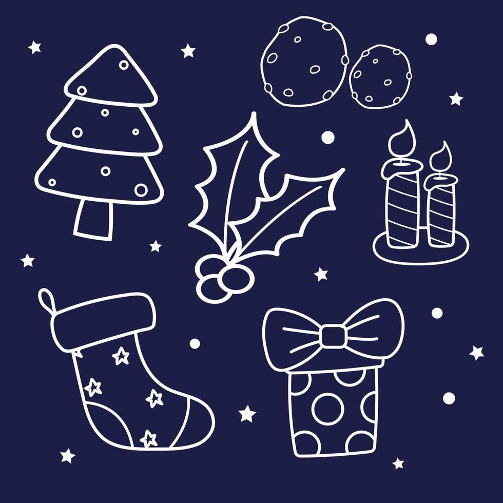 Christmas Elements Free Vector Graphics Outline Bundle Set