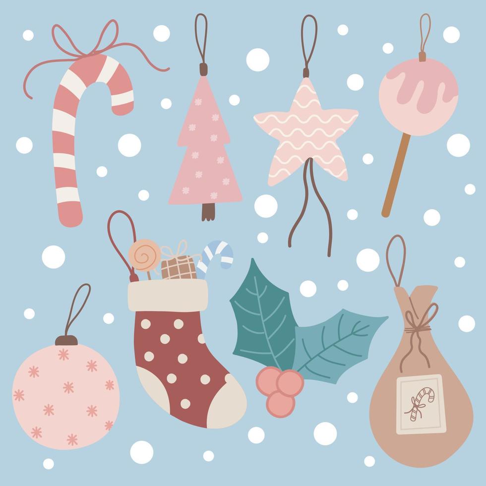 Christmas Tree Ornaments, Tree hanging ornaments, christmas clipart set vector