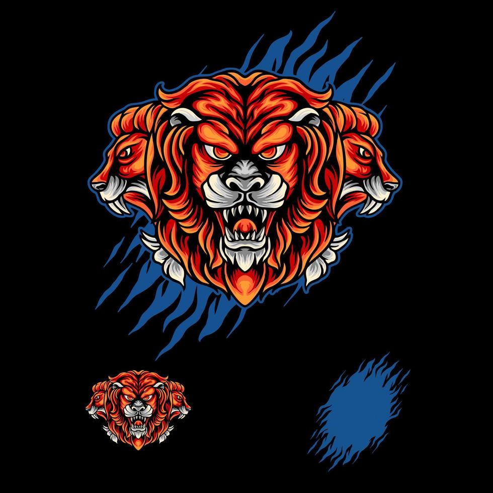 tres cabezas de tigre vector