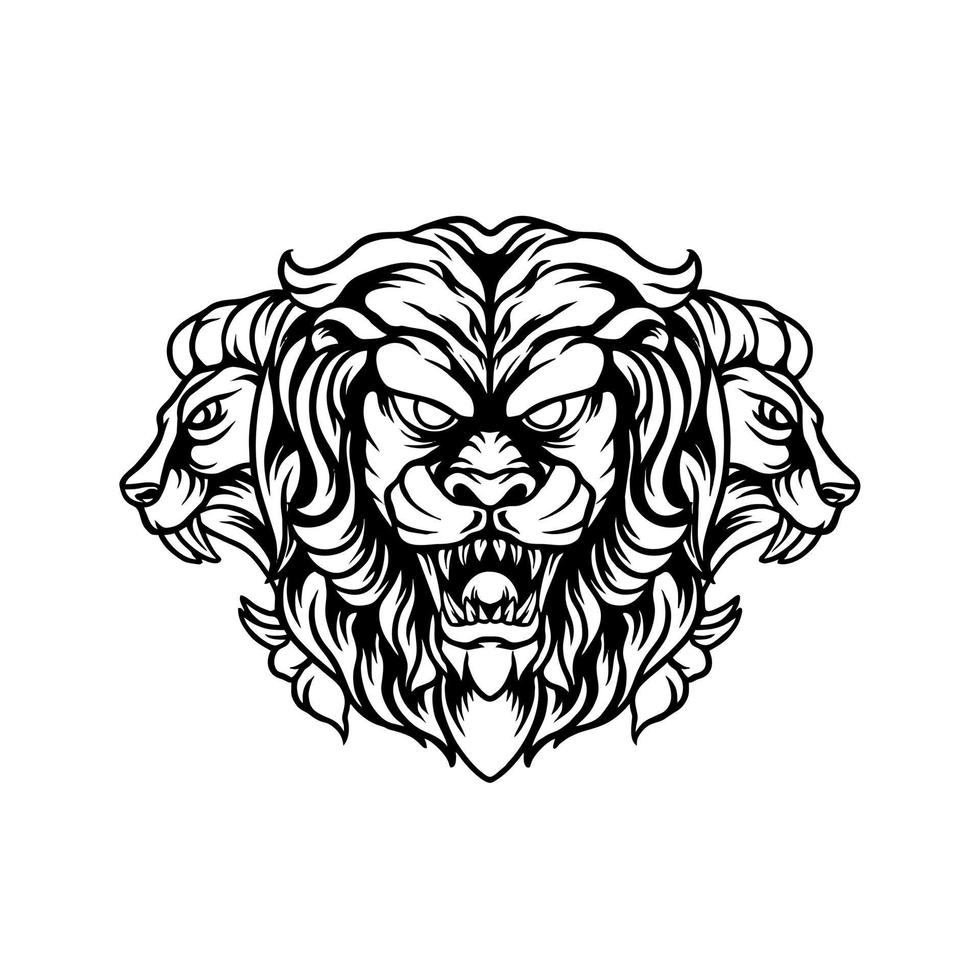 Three Tiger Heads Silhouette vector