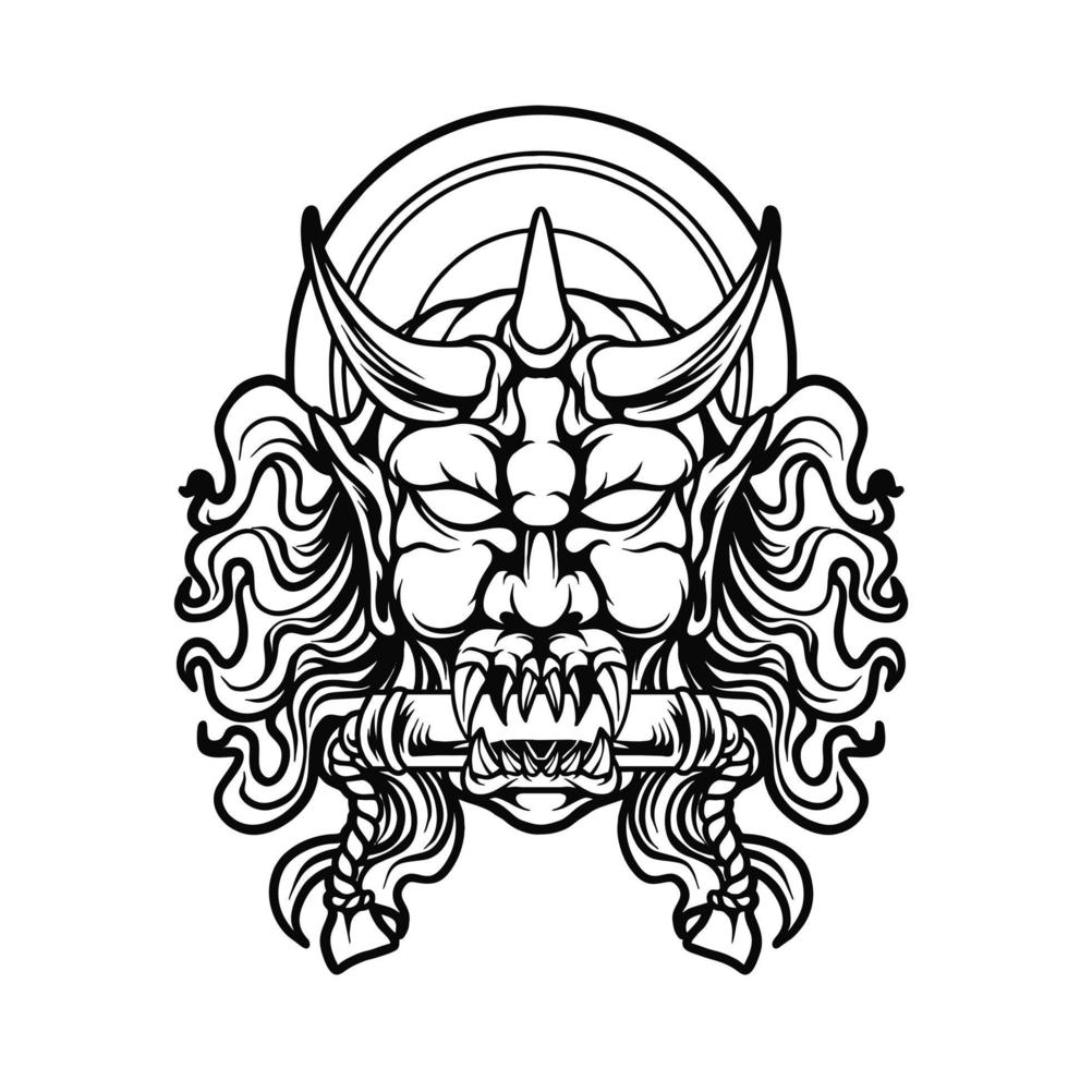 Devil Mask Japan Silhouette vector