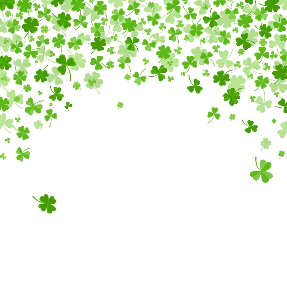 Shamrock or clover leaves flat design green backdrop pattern vector illustration