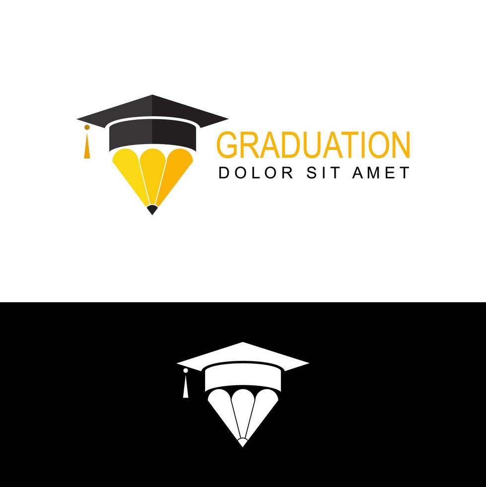 vector de diseño de plantilla de logotipo de lápiz de graduación