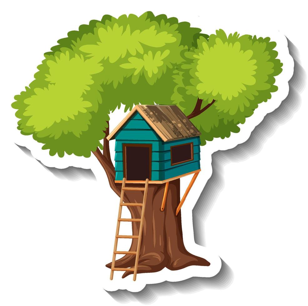 Isolated tree house with ladder at playgroud vector