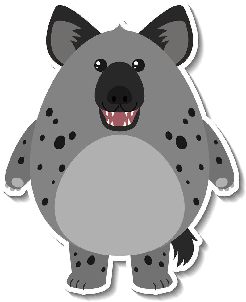 Chubby hyena animal cartoon sticker vector