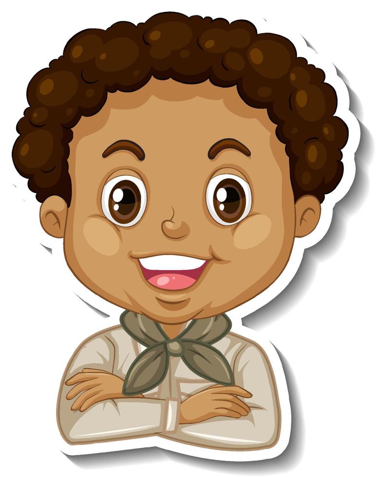 niño en traje de safari pegatina de personaje de dibujos animados vector