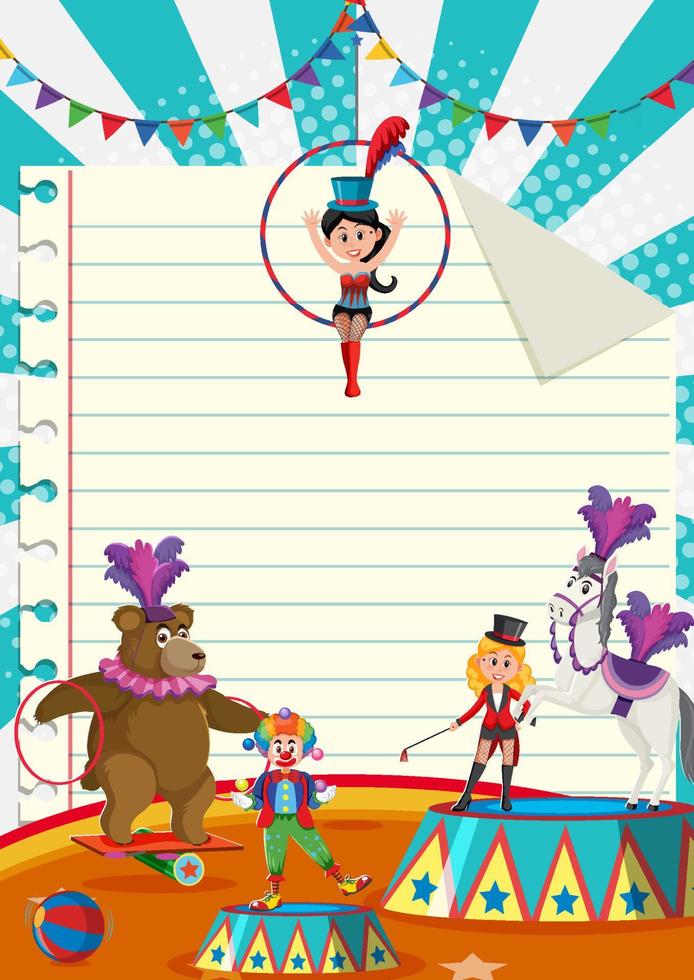 Circus poster background with cartoon character vector