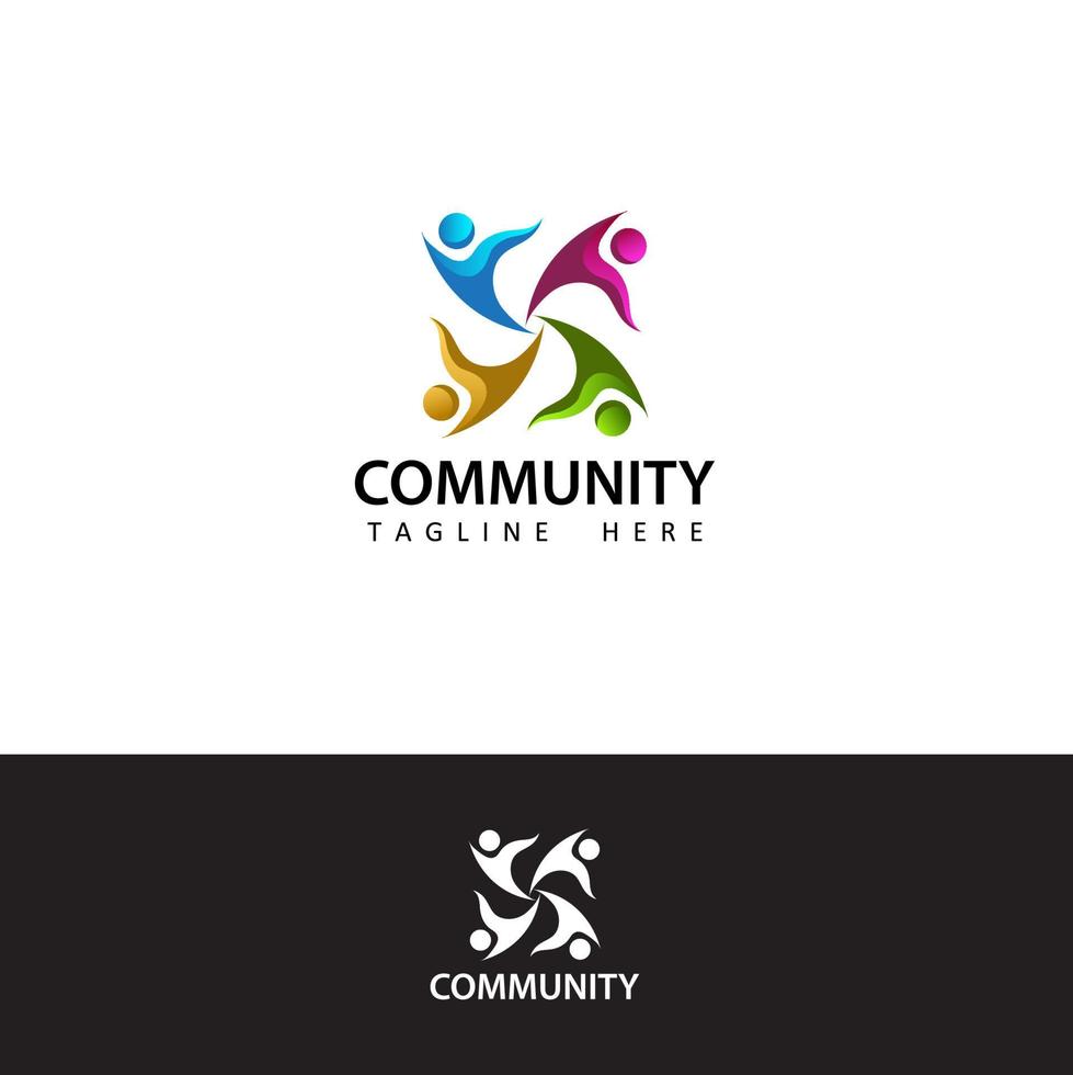 Human social, unity, together, connection, relation, community logo template design vector
