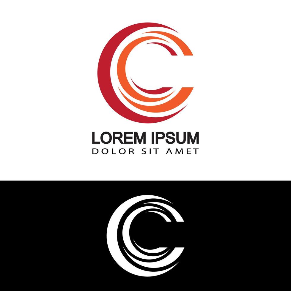 letter c creative red logo template design vector