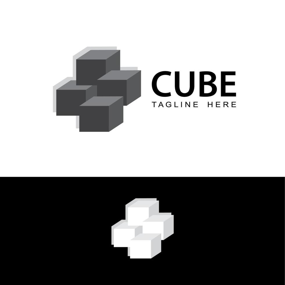 block chain, technology, crypto currency Illustration, cube logo template design vector