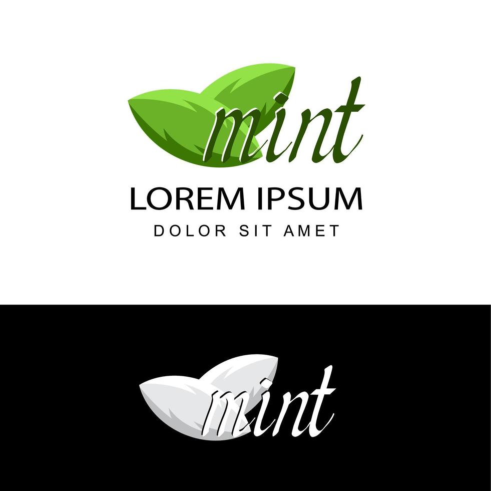 mint leaf logo template design vector
