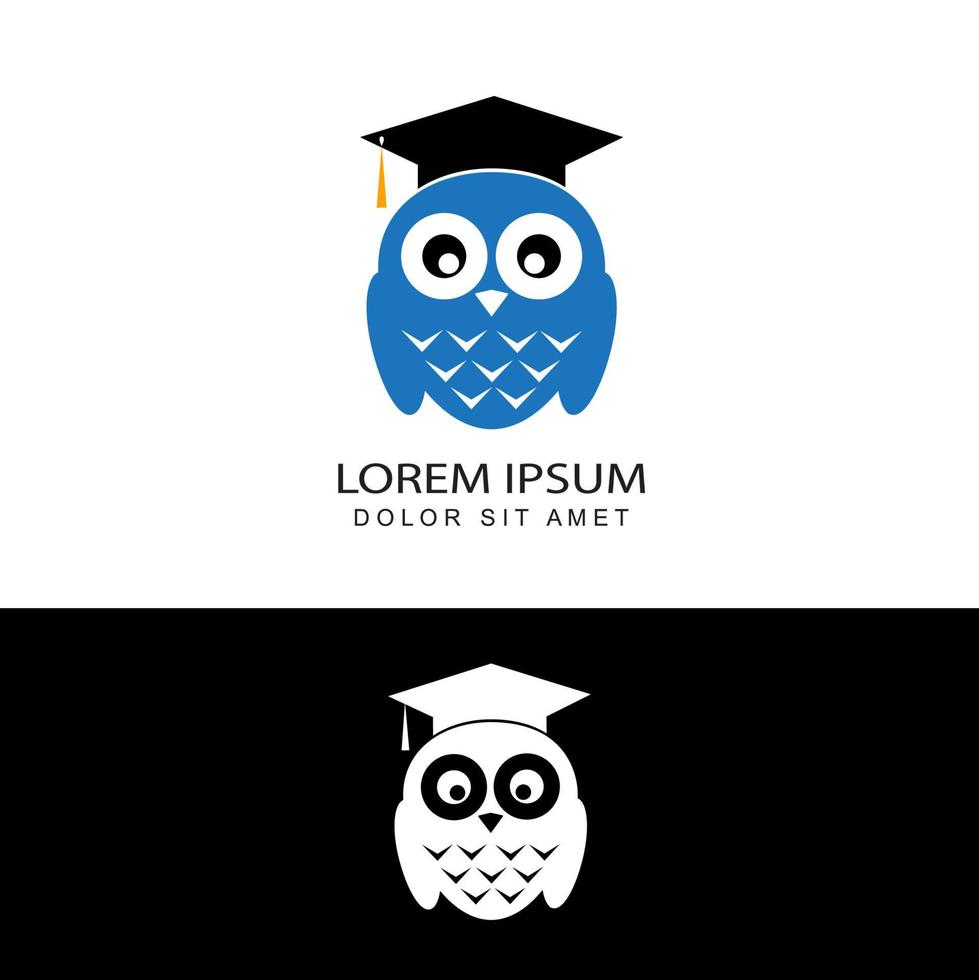 graduation education owl logo template design vector in isolated background