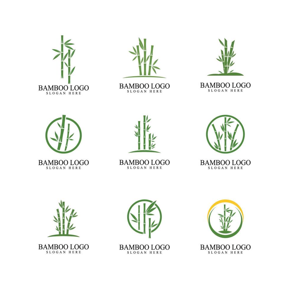 Diseño de ilustración de icono de vector de plantilla de logotipo de bambú