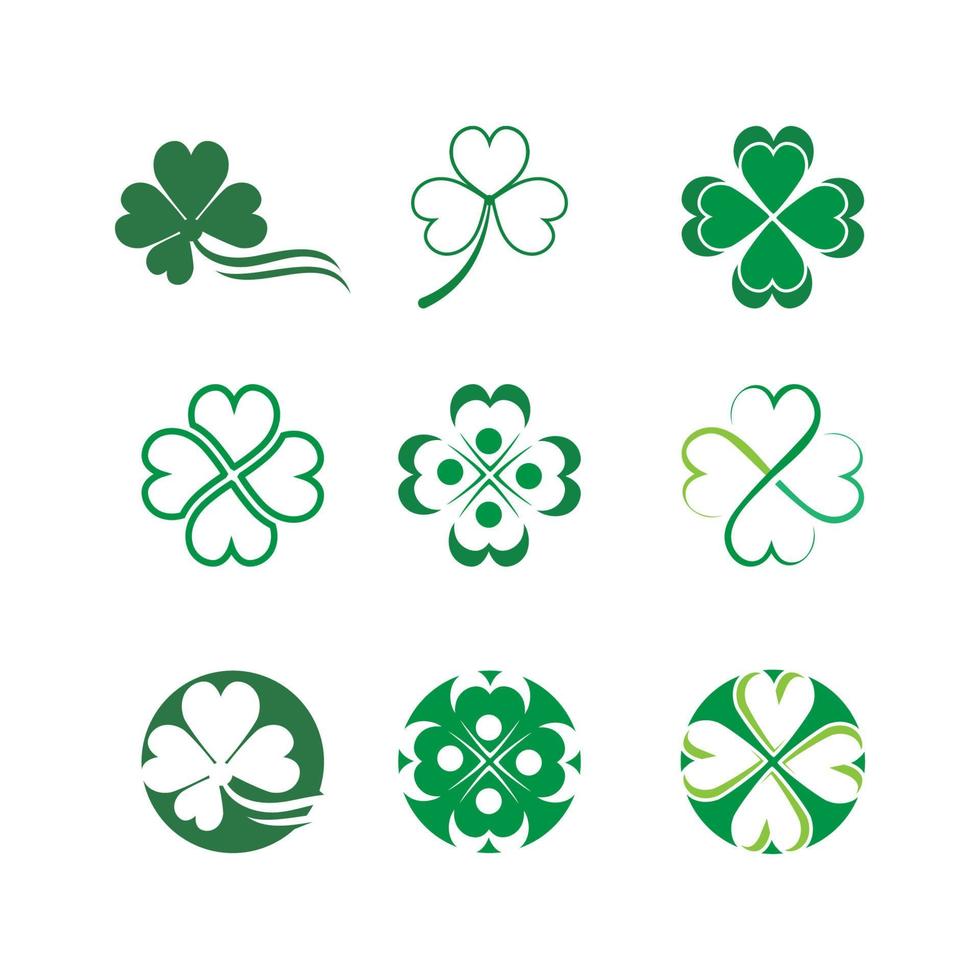 Green Clover Leaf icon Template Design Vector