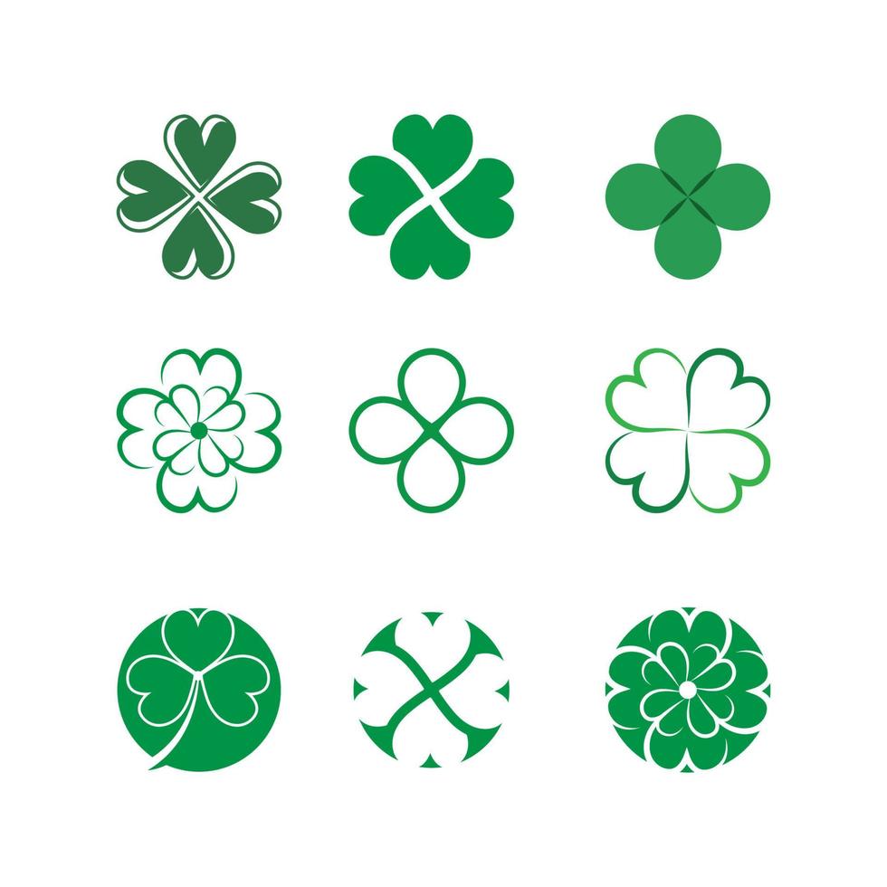 Green Clover Leaf icon Template Design Vector