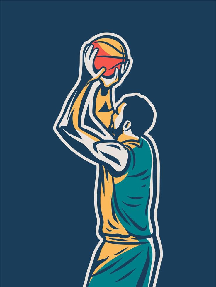 Vintage retro illustration of player prepare to shots vector