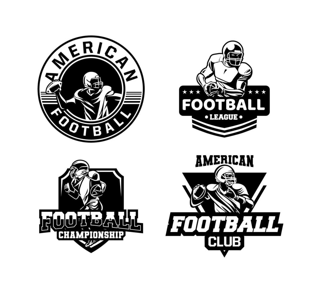 american football championship set badge or emblem in black and white vector