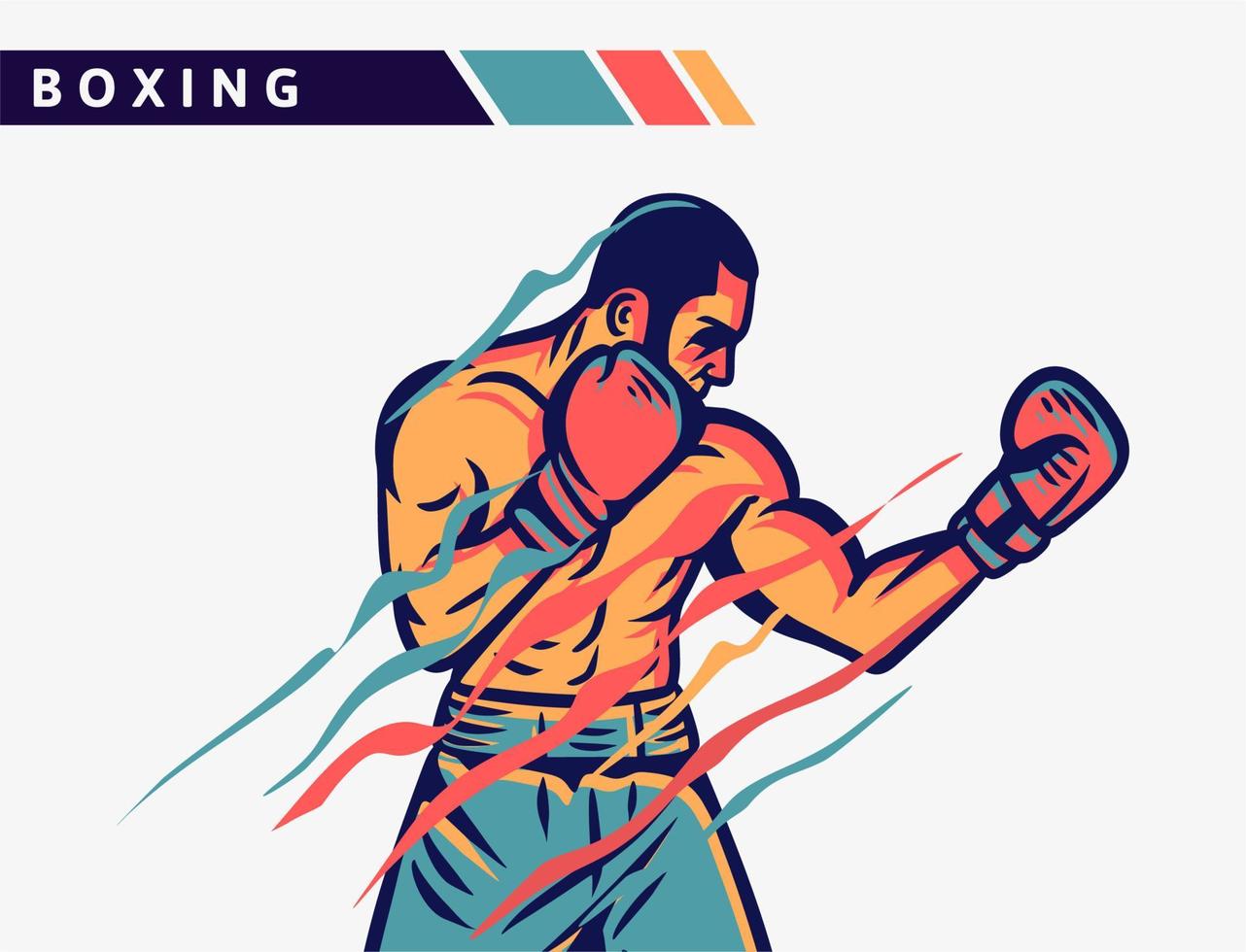 Boxing boxer punching uppercut artwork illustration with motion effect vector