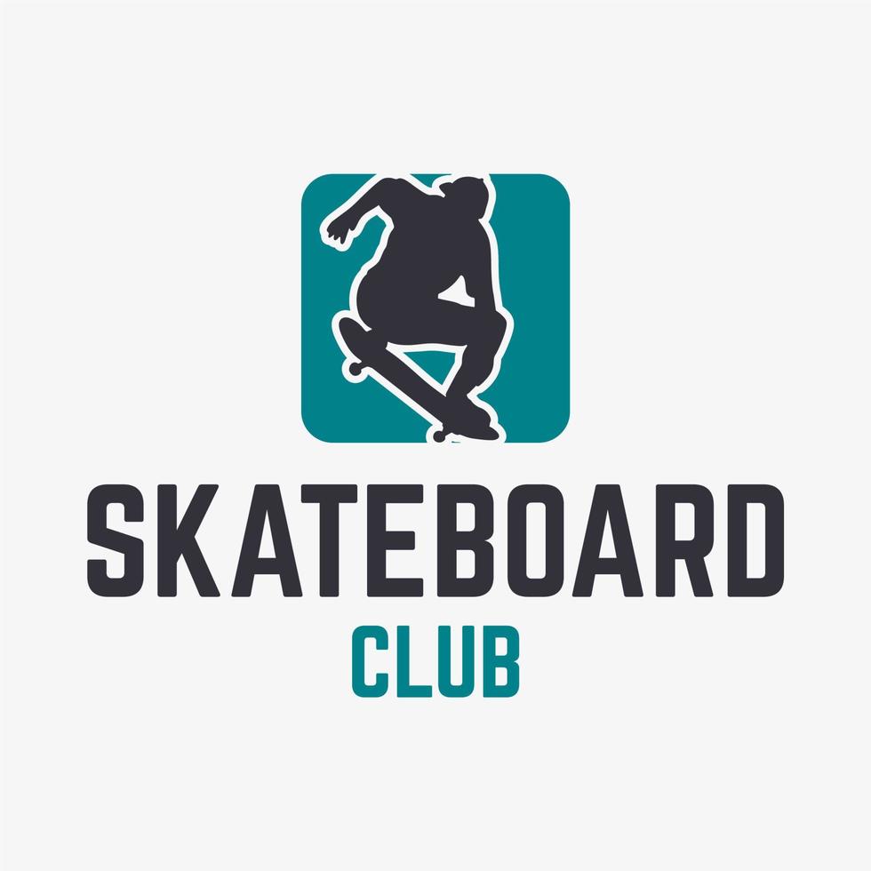 Skateboard club modern design logo template with silhouette vector