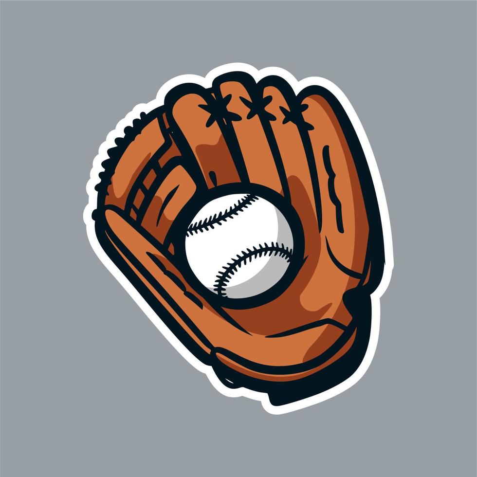 Guantes de béisbol y activo de vector de icono de logotipo de bola