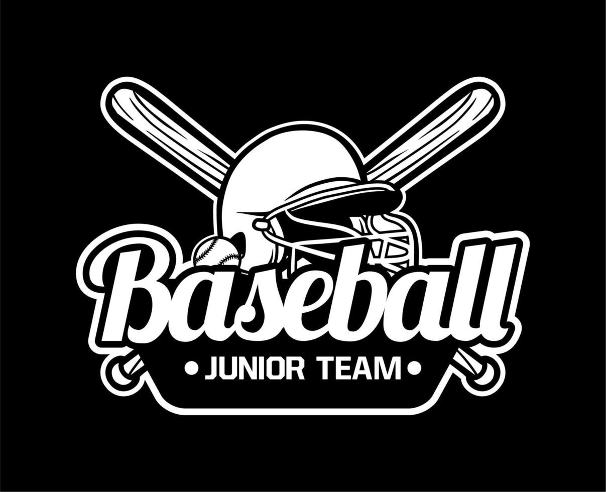 insignia de béisbol logo emblema plantilla equipo junior blanco y negro vector