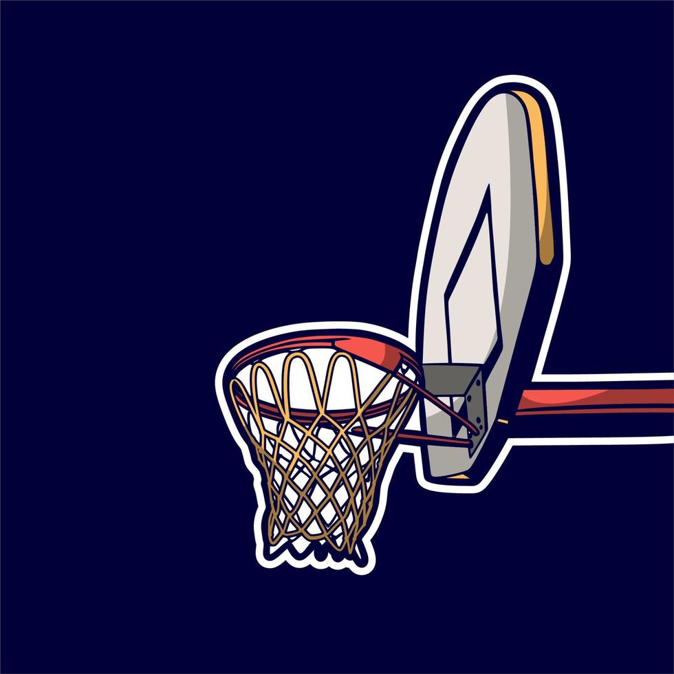 Ilustración retro vintage de aro de baloncesto vector