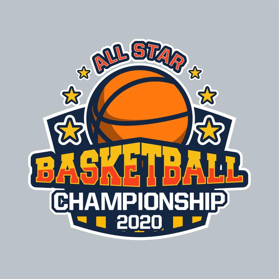 All Star Basketball Championship 2020 profesional moderno para su logotipo y adecuado para el evento de la insignia del emblema. vector