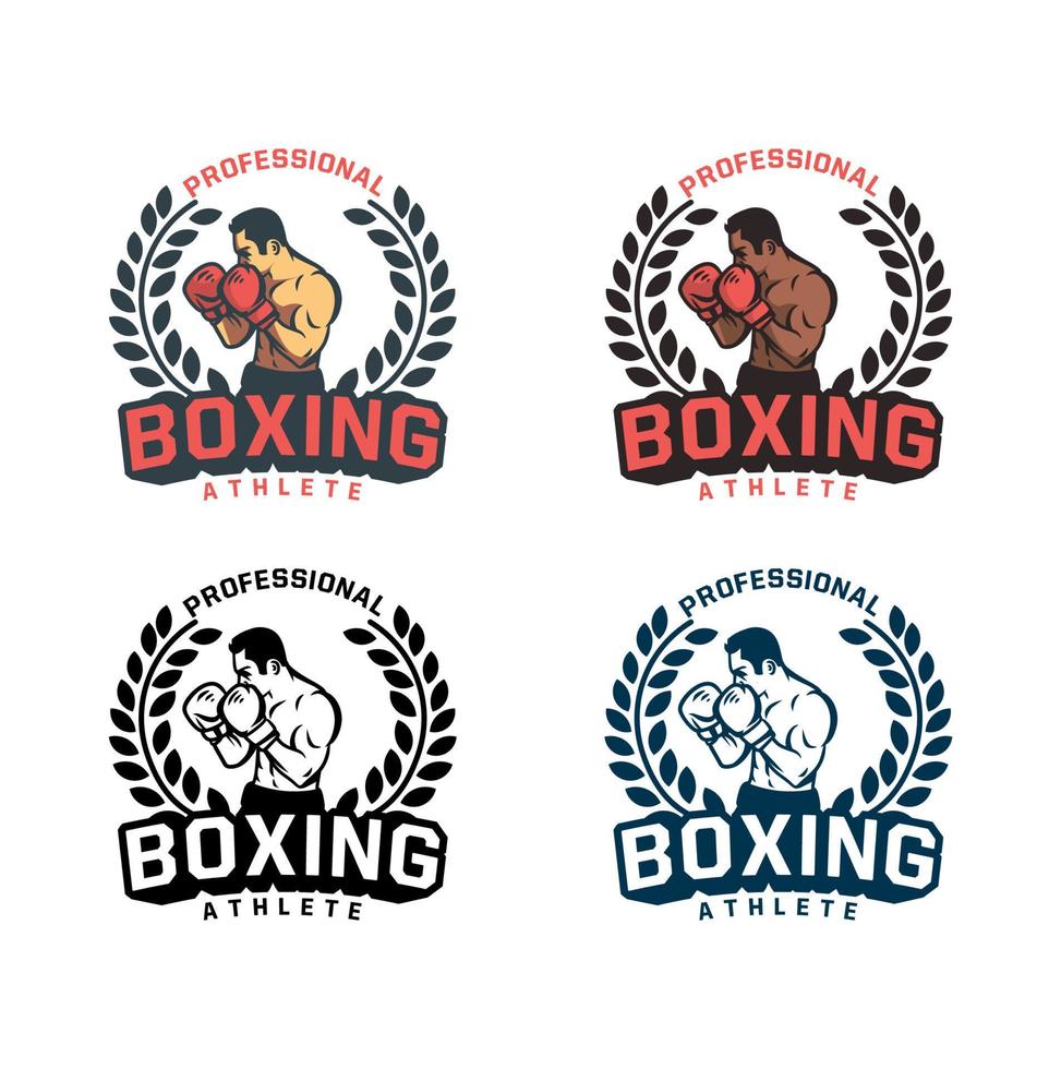 insignia emblema logo paquete de diseño de vector de boxeo