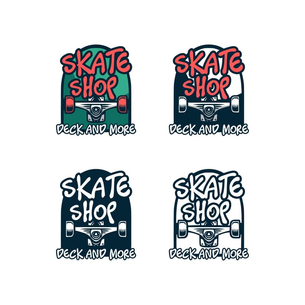 diseño logo tienda de patinetas patineta cubierta camionero vector