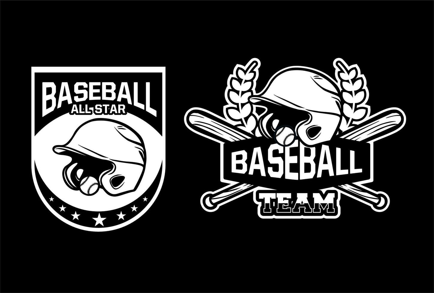 baseball all star team badge logo emblem template collection black and white vector