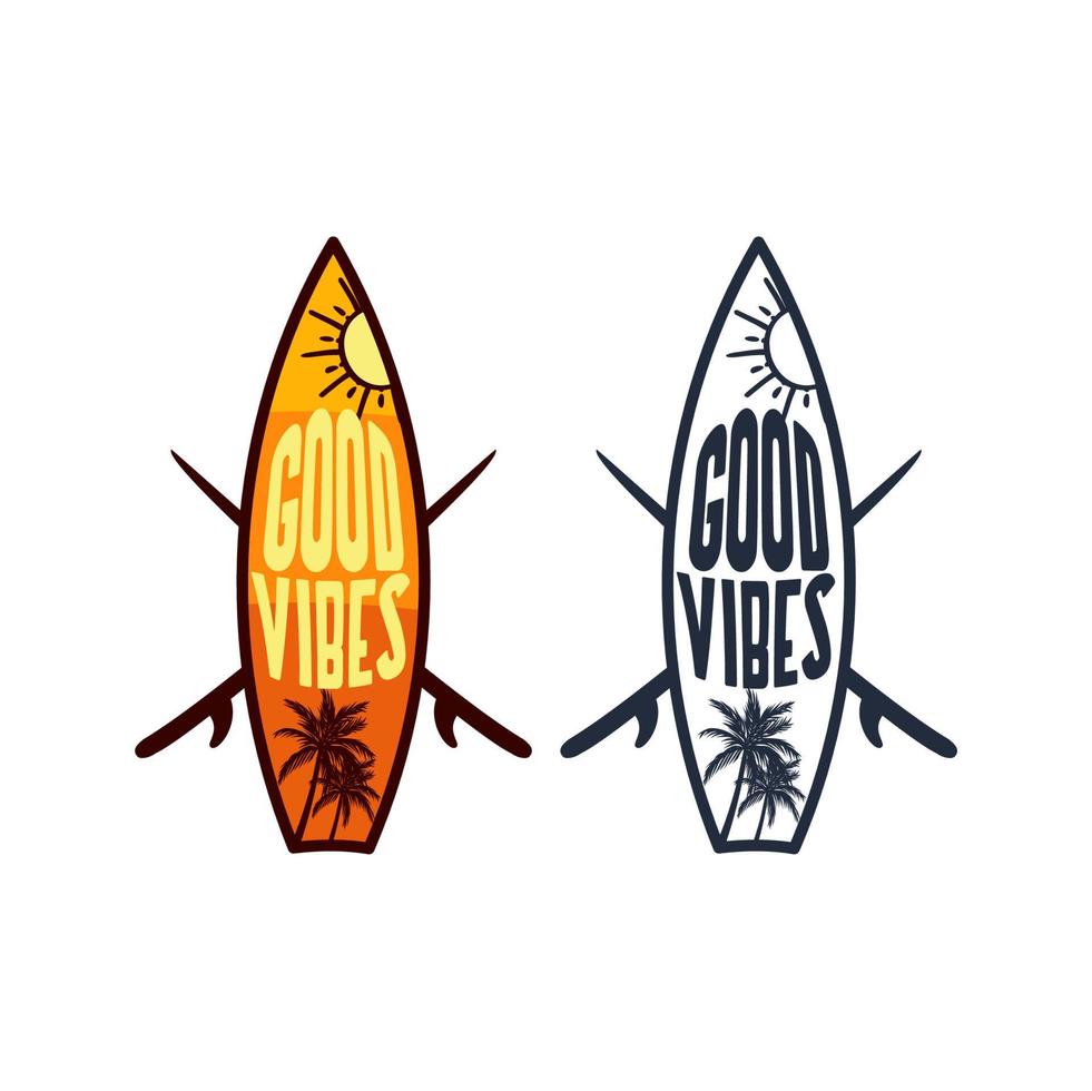 good vibes surfboard design illustration surfing t shirt vector