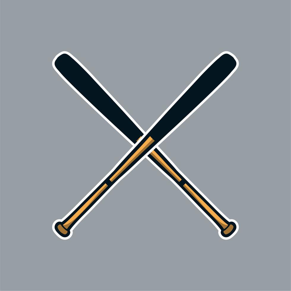baseball bat cross x logo icon vector asset