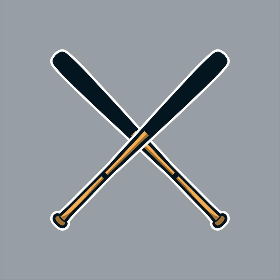 baseball bat cross x logo icon vector asset